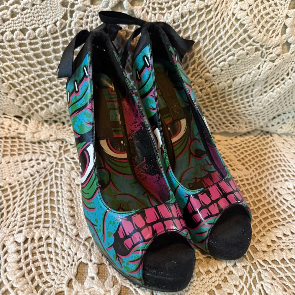 Colorful Peep-Toe Heels